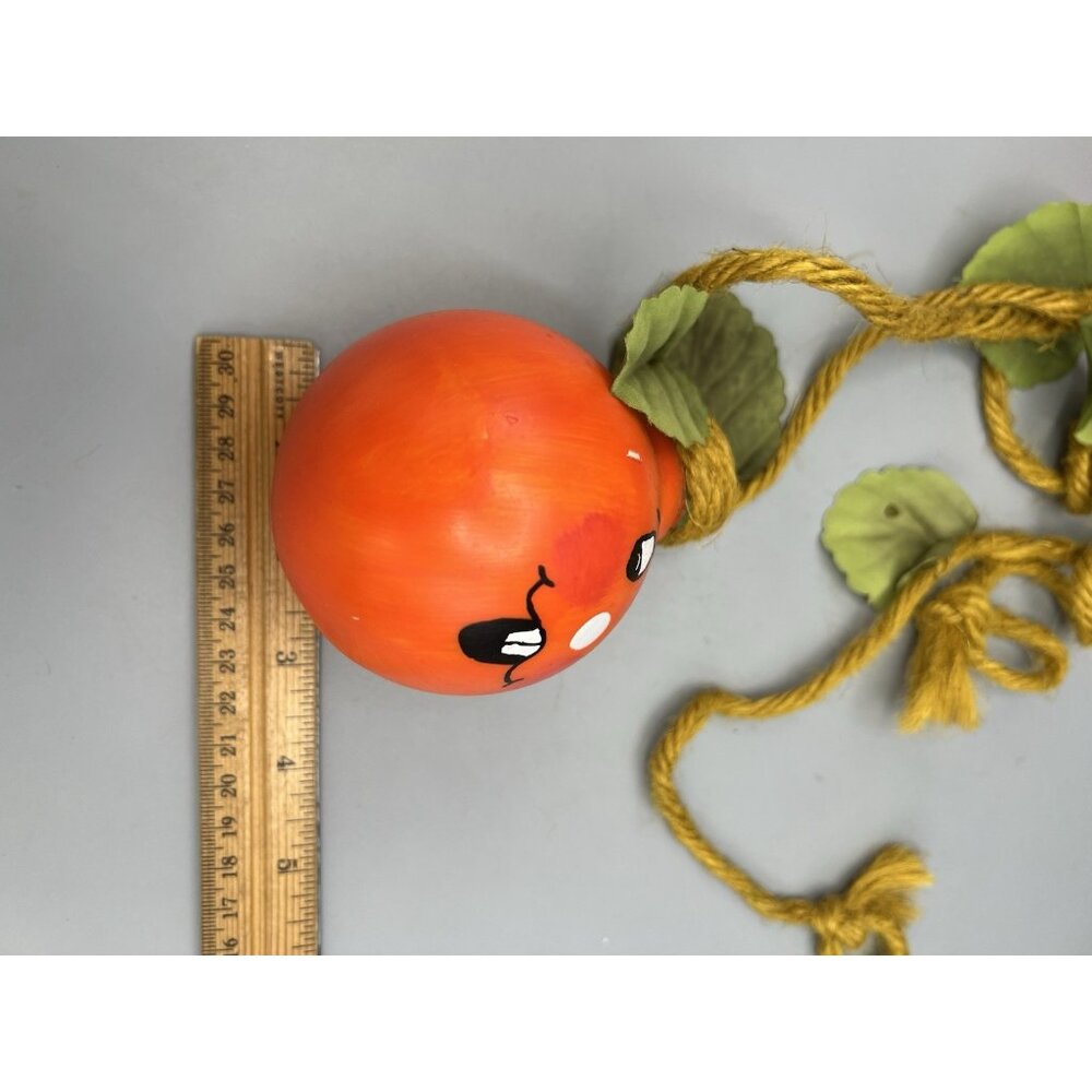 VTG Polish Halloween Pumpkin Glass Electric Light Bulbs Ornament Poland Raffia - Picture 9 of 13